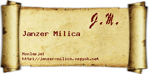 Janzer Milica névjegykártya